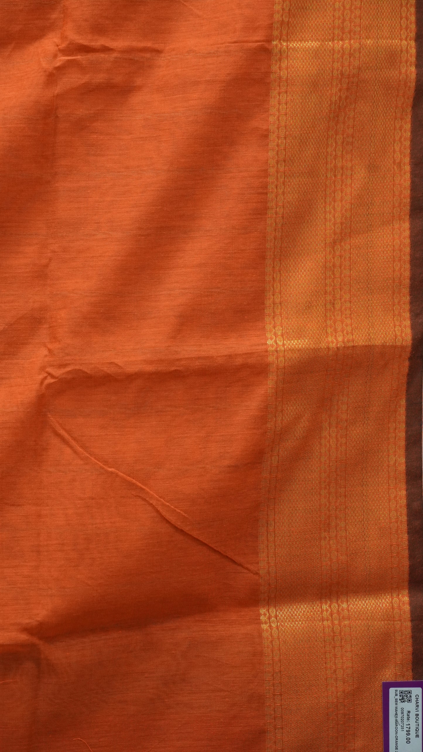 Maheswari Cotton Saree Plain- Maroon