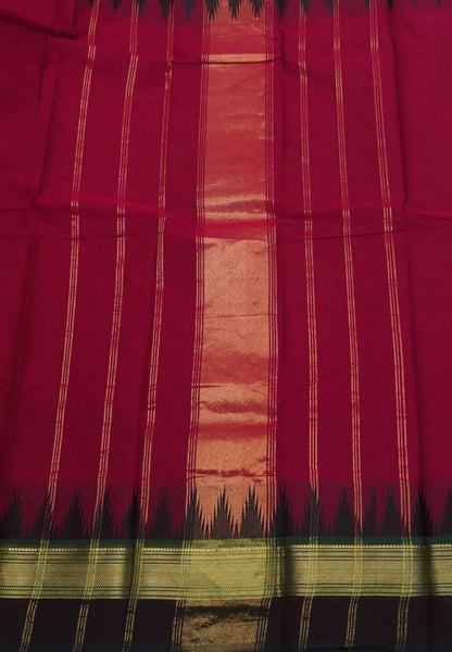 Chettinadu Cotton Saree-Magenta with Thazhampoo Border