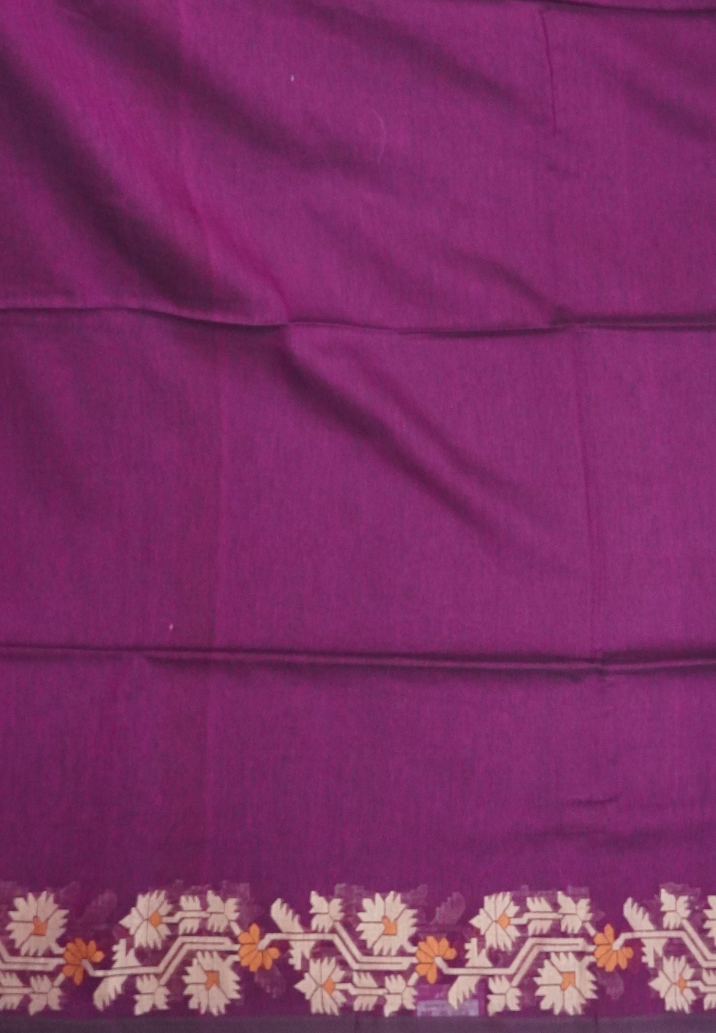 Handloom Cotton Saree-Wine Paithani Border