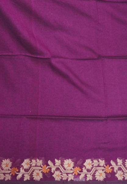 Handloom Cotton Saree-Wine Paithani Border