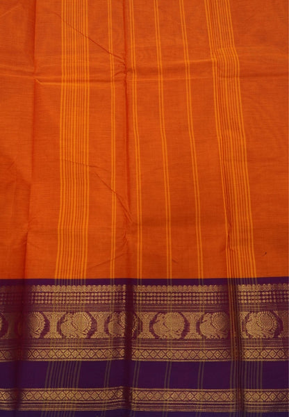 Chettinadu Cotton Saree-Orange with Contrast Big Border