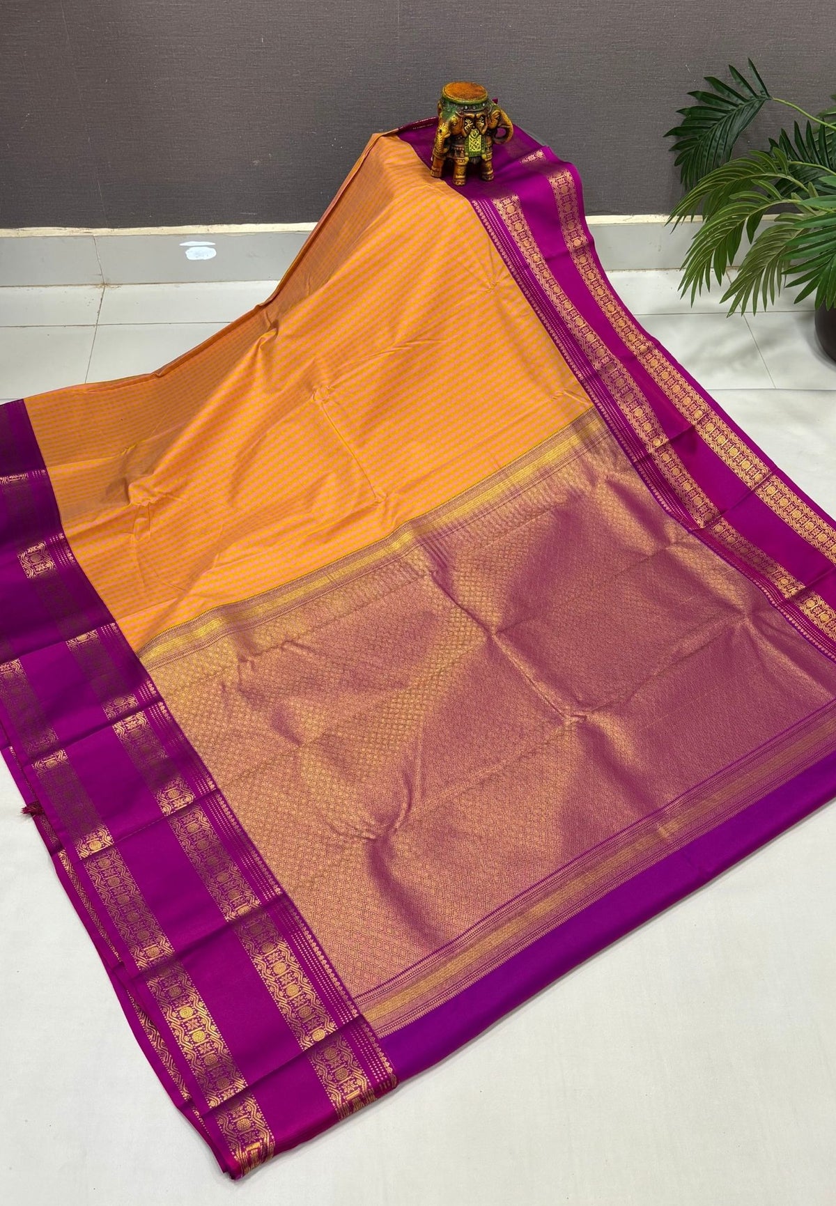 Budget Kanchipuram Saree-Light Pink with Contrast Border
