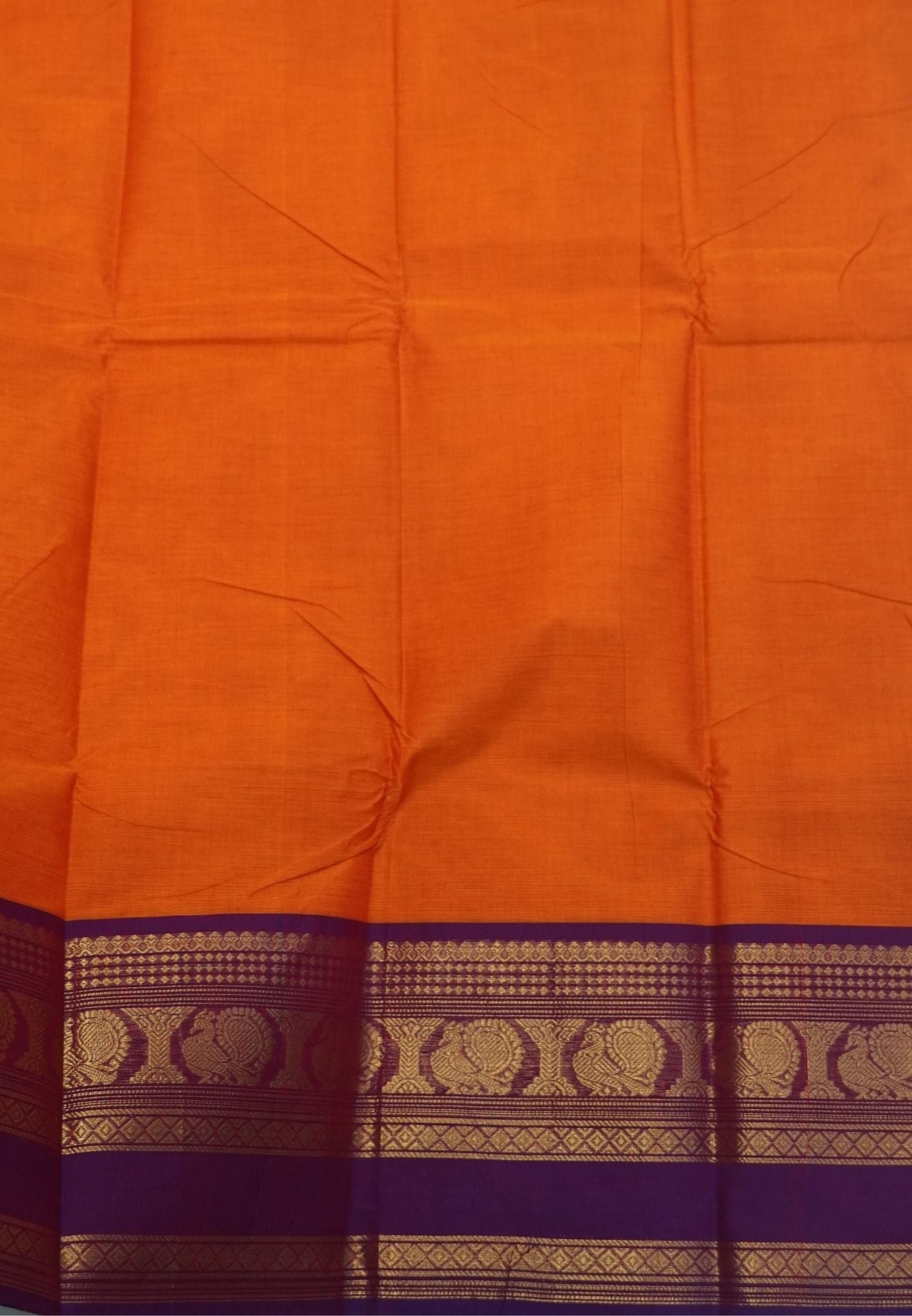 Chettinadu Cotton Saree-Orange with Contrast Big Border