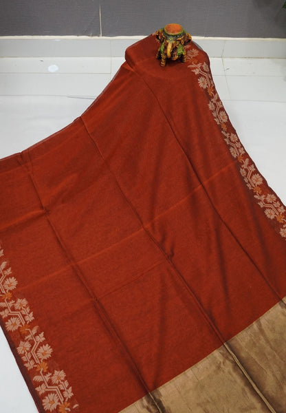 Handloom Cotton Saree-Honey Paithani Border