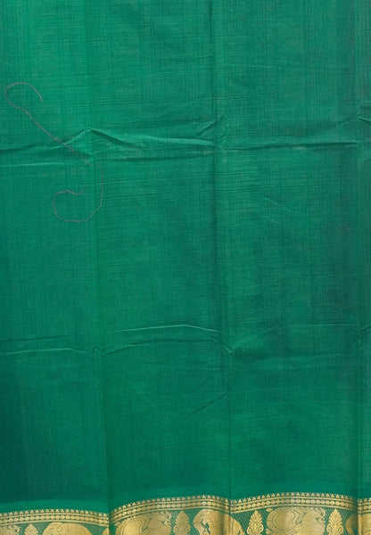 Chettinad Cotton Saree–Magenta with Elephant Zari Border