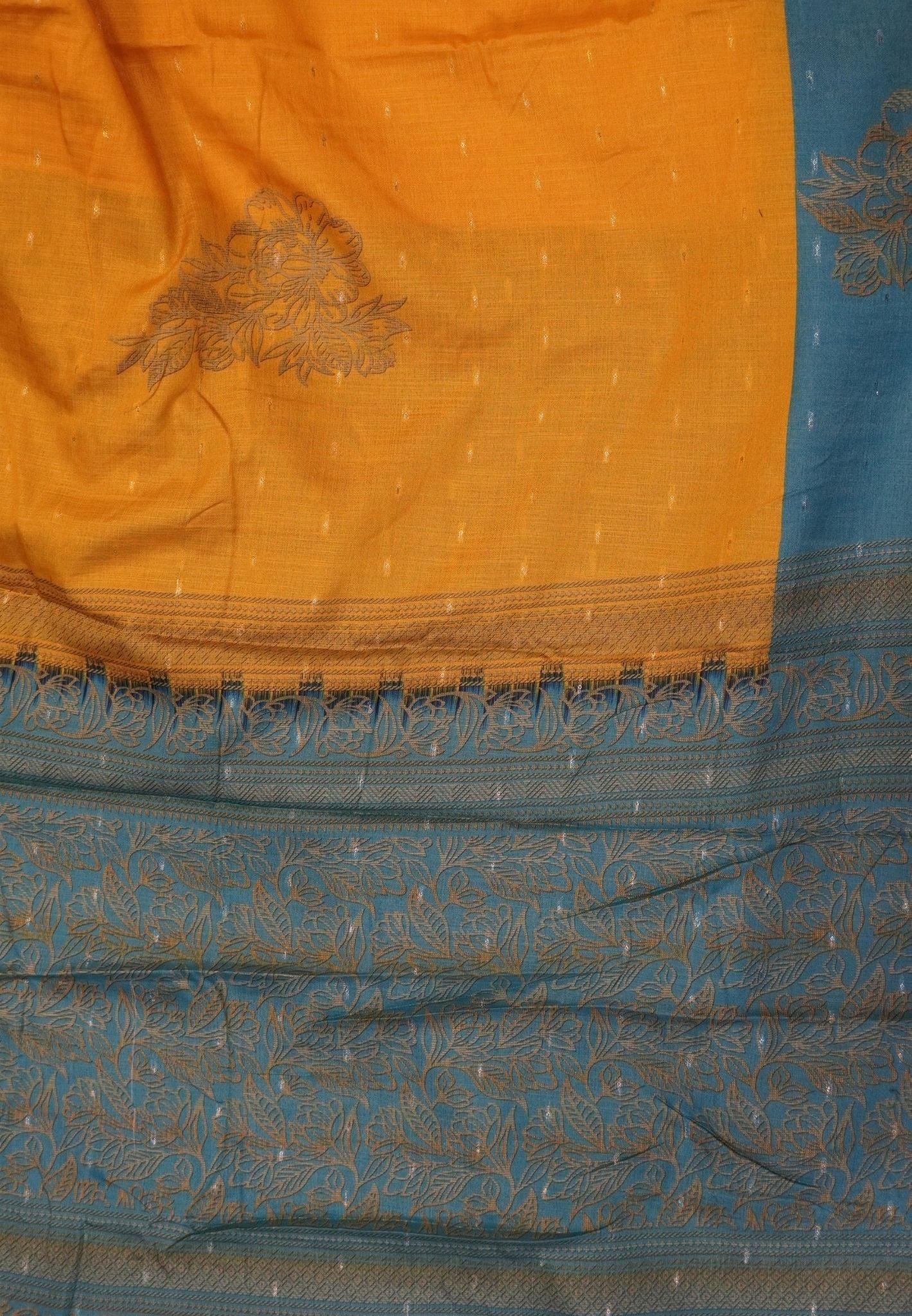 Semi Tussar Saree-Yellow with Mini Zari Dots