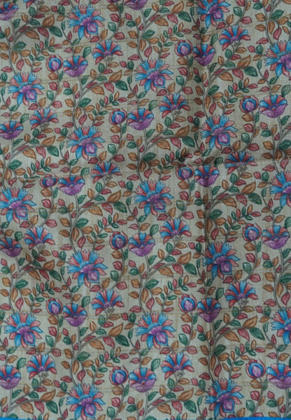 Semi Tussar Saree-Blue