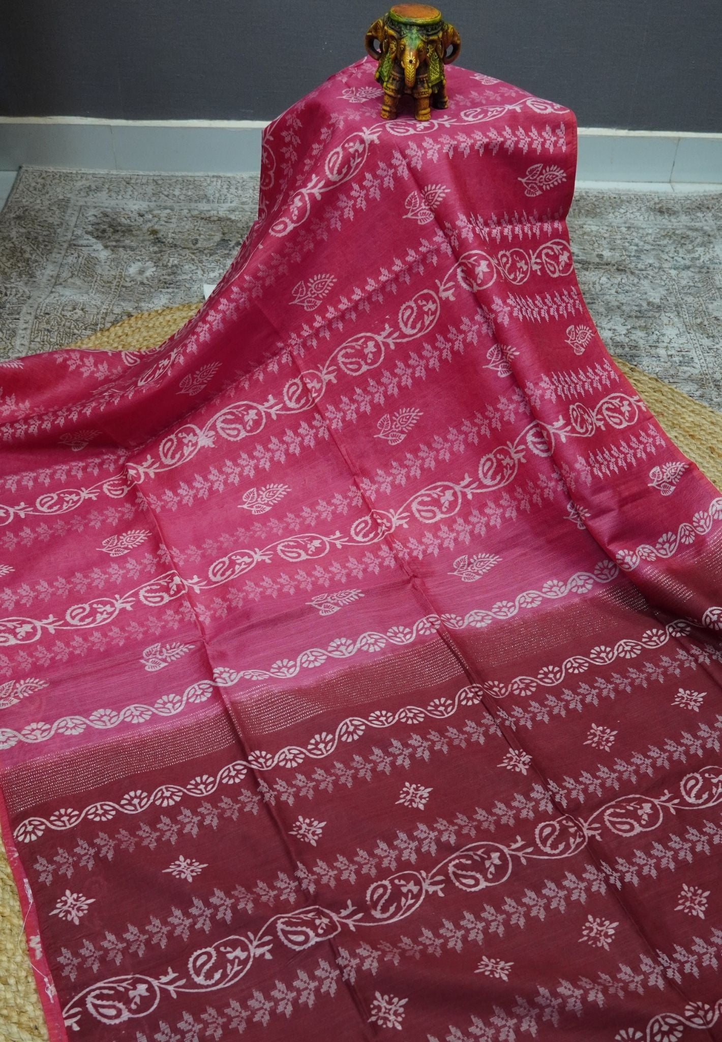 Bhagalpur Cotton Saree-Dark Pink