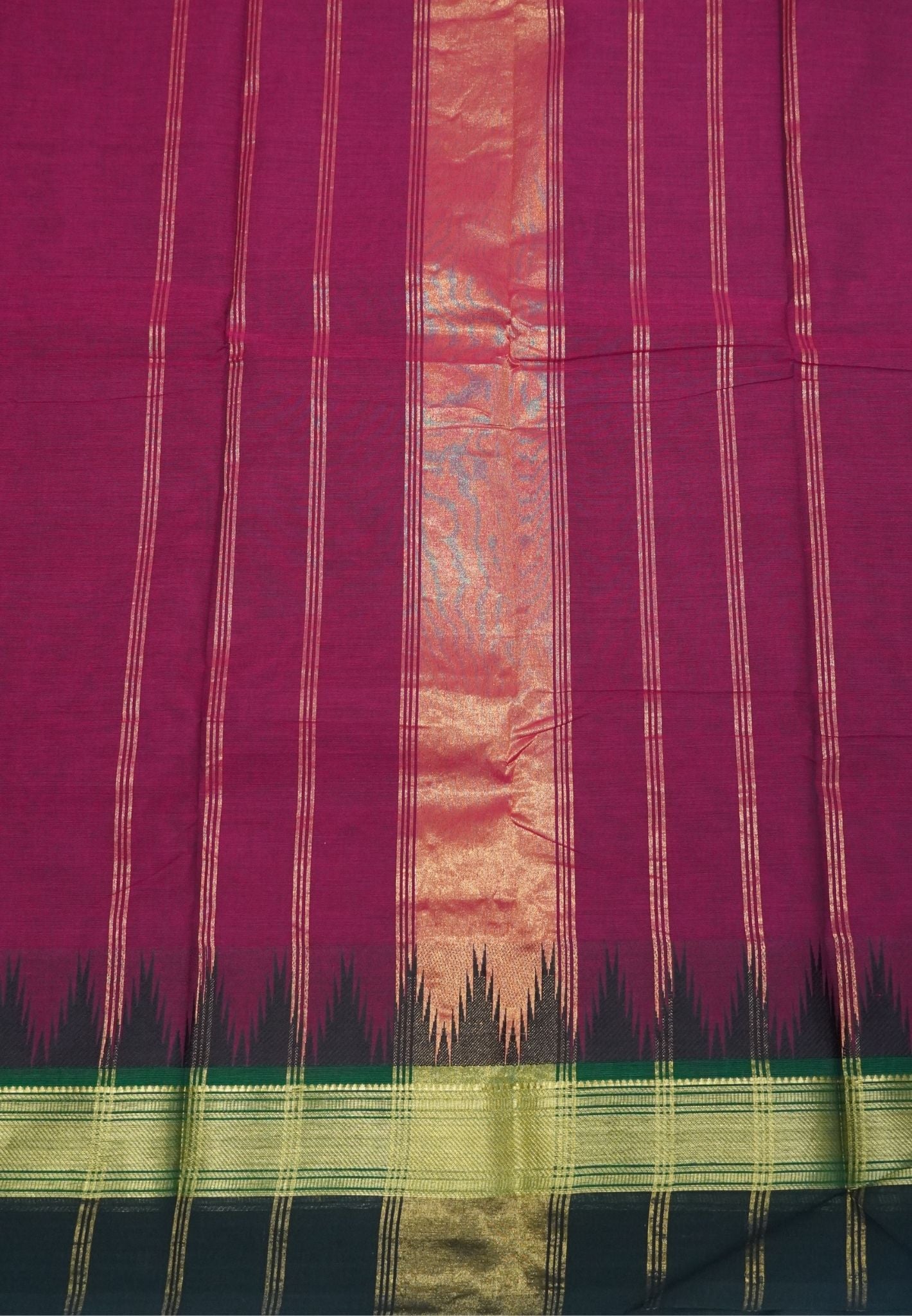 Chettinadu Cotton Saree-Dark Magenta with Thazhampoo Border