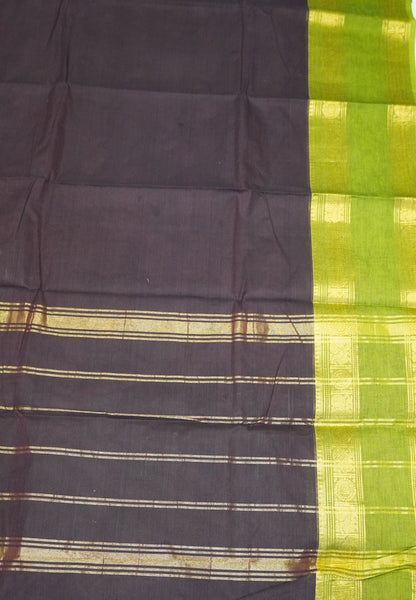 Chettinad Cotton Saree-Brown with Contrast Border