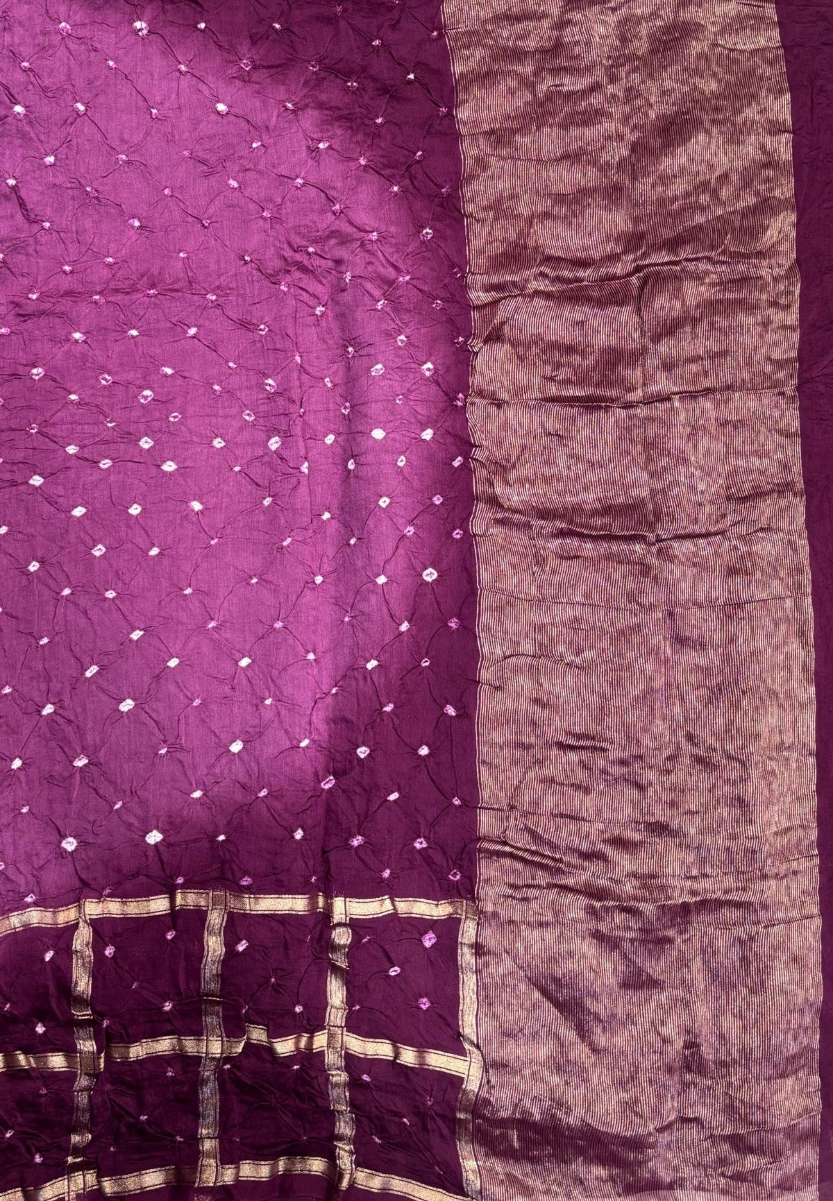 Banarasi Bandeji Saree-Purple in Checked Zari Border