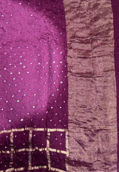Banarasi Bandeji Saree-Purple in Checked Zari Border