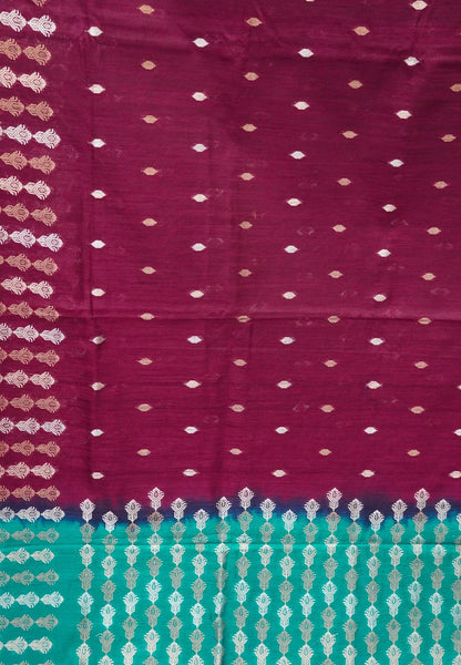 Semi  Tussar Saree - Wine