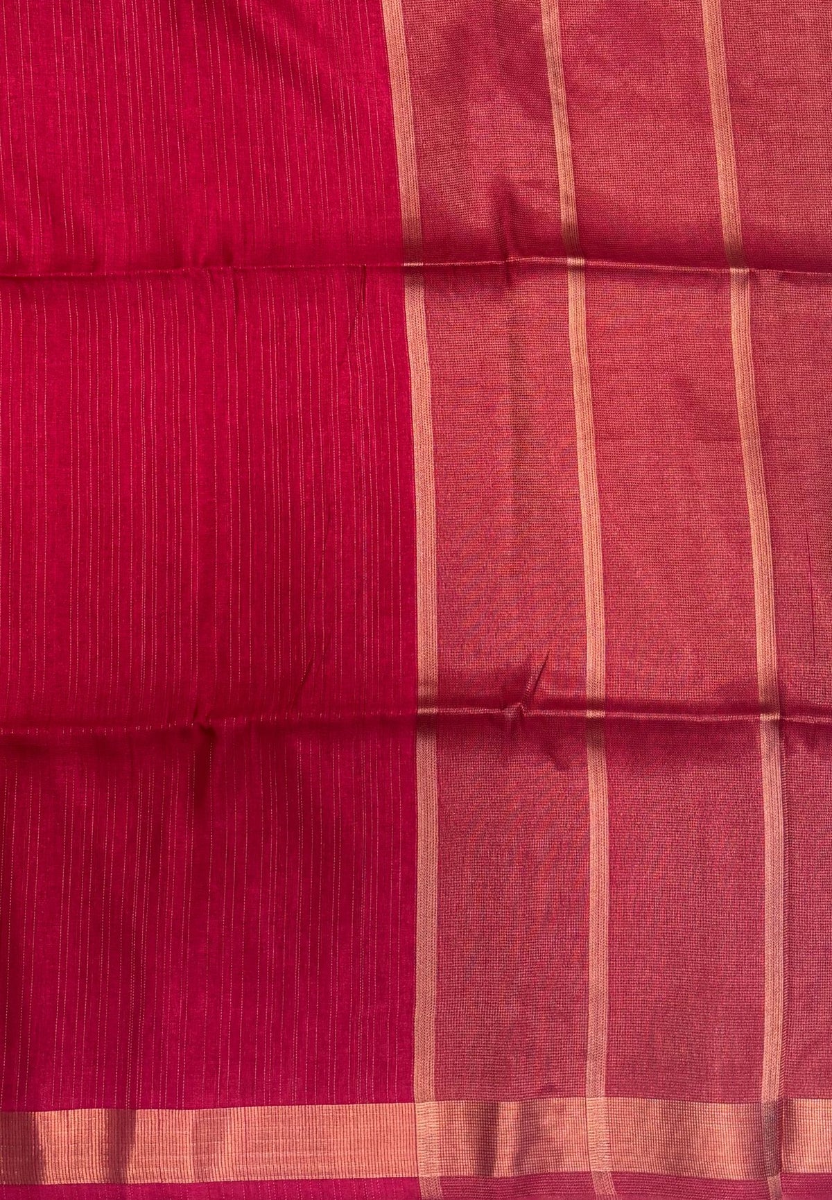 Matka Tussar Saree-Elegant Handwoven Saree with Berry Pink in  Fine Zari Stripes