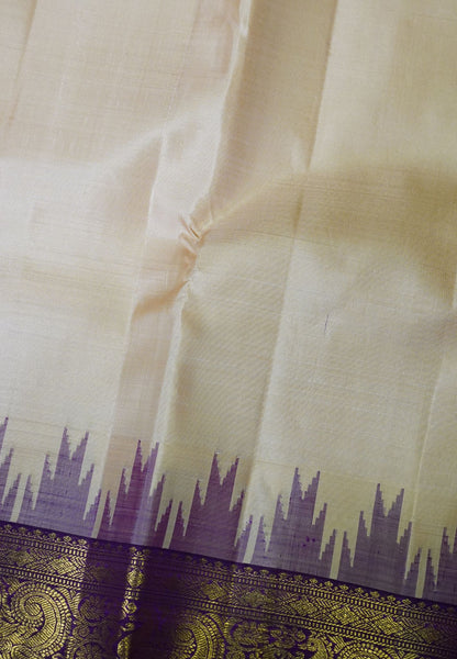 Pure Kanchipuram Silk -Beige-Wine