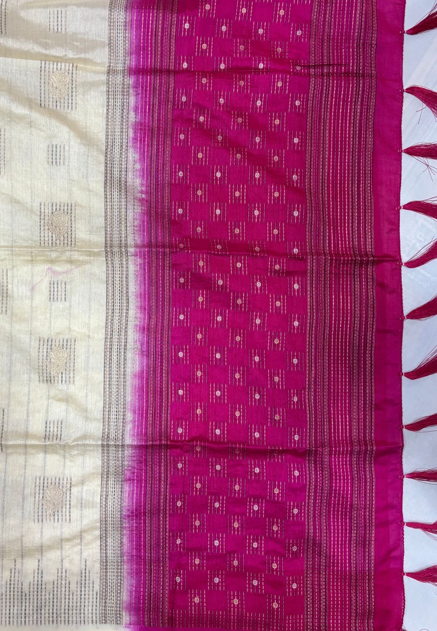 Chanderi Saree-Off White with Zari Lines