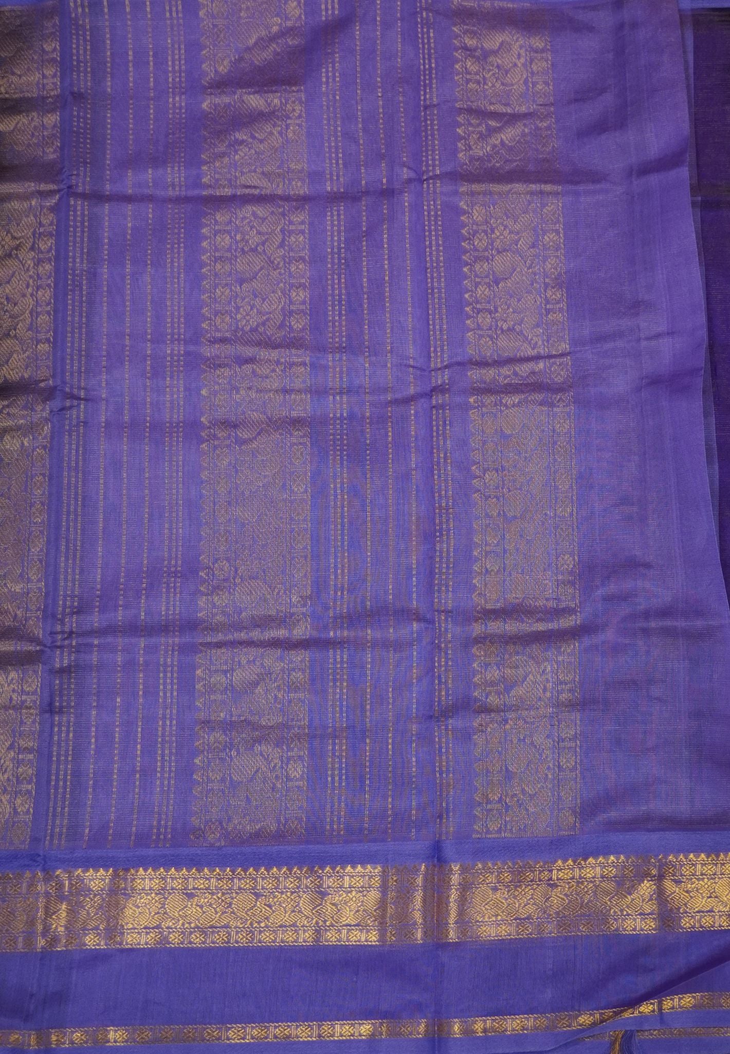 Pure Silk Cotton Saree-Tone of Violet with Contrast Border in Vairaoosi