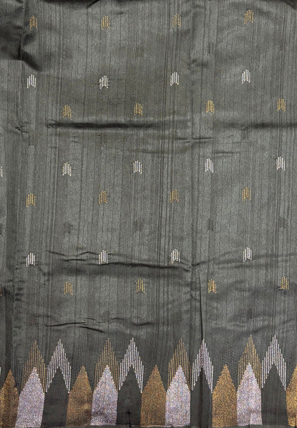 Tussar Saree-Black In Twin Tower Border