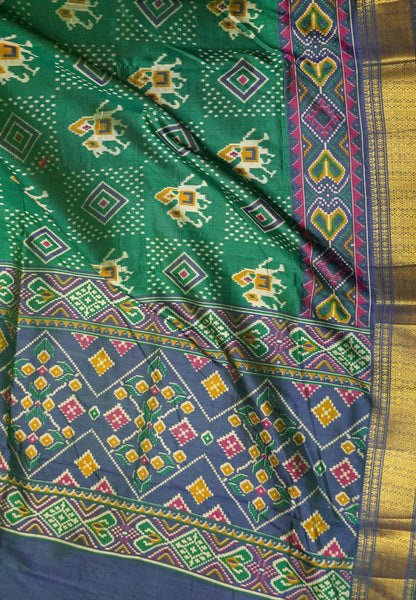 Semi Patola Saree – Green & Blue Elegance