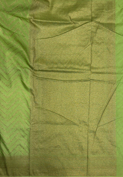 Banarasi Saree-Pista Green In Zigzag Zari Border