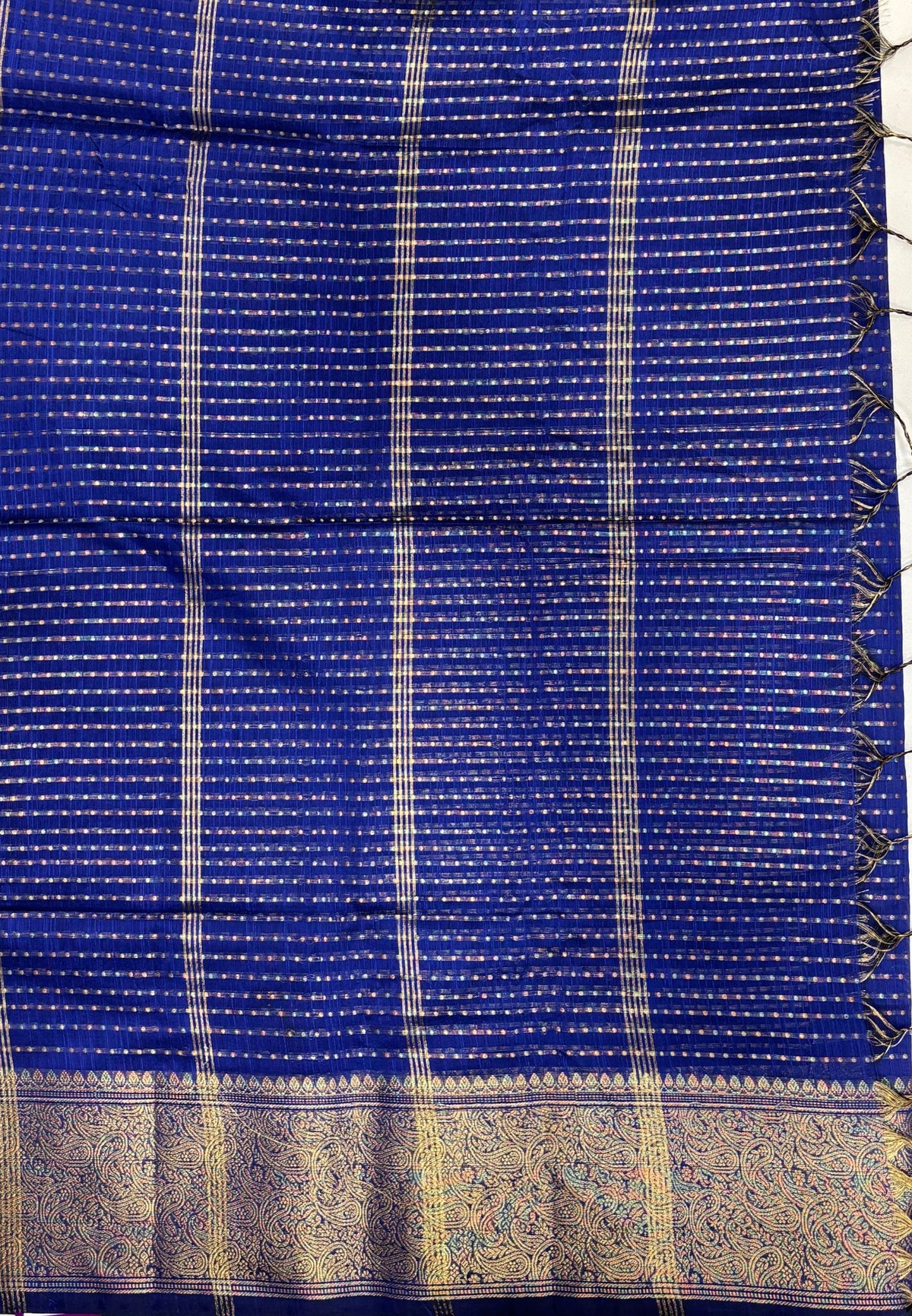 Handloom Cotton Saree-Blue in 1000 Butta Pattern