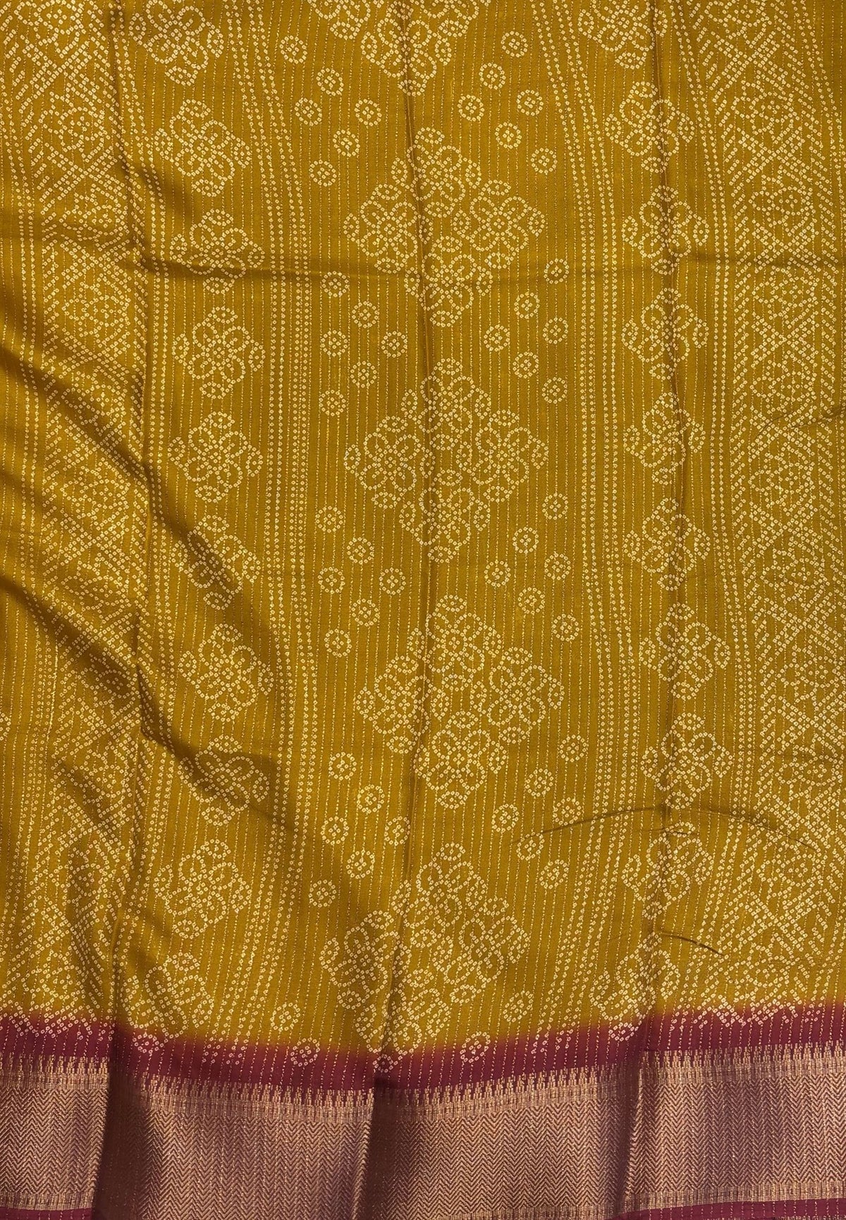 Semi Dola Silk Saree-Mustard In Floral Dotwork Border