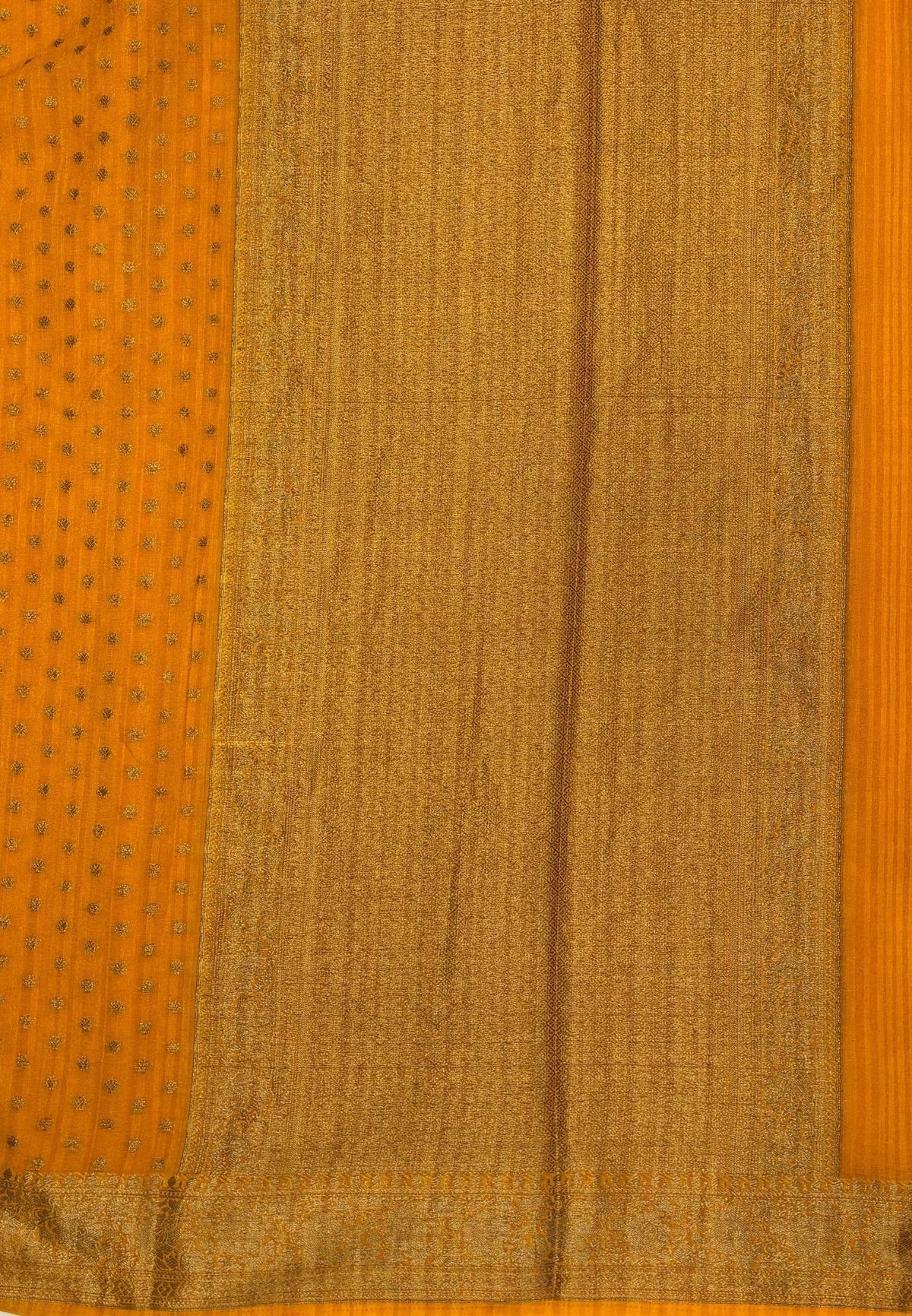 Banarasi Georgette Saree-Mango Yellow with Mini Leaf Butta and Zari Border