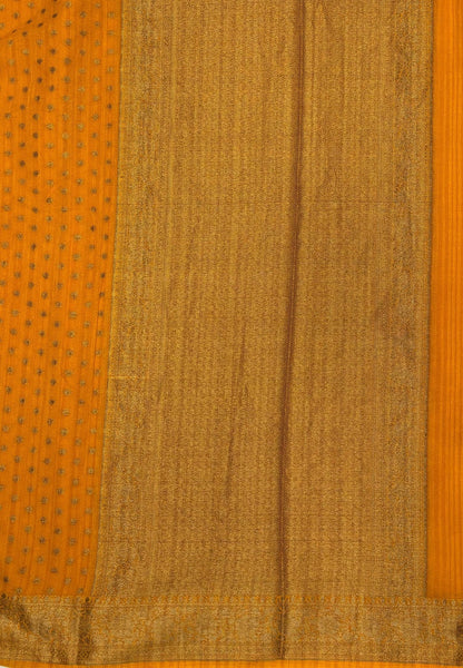 Banarasi Georgette Saree-Mango Yellow with Mini Leaf Butta and Zari Border