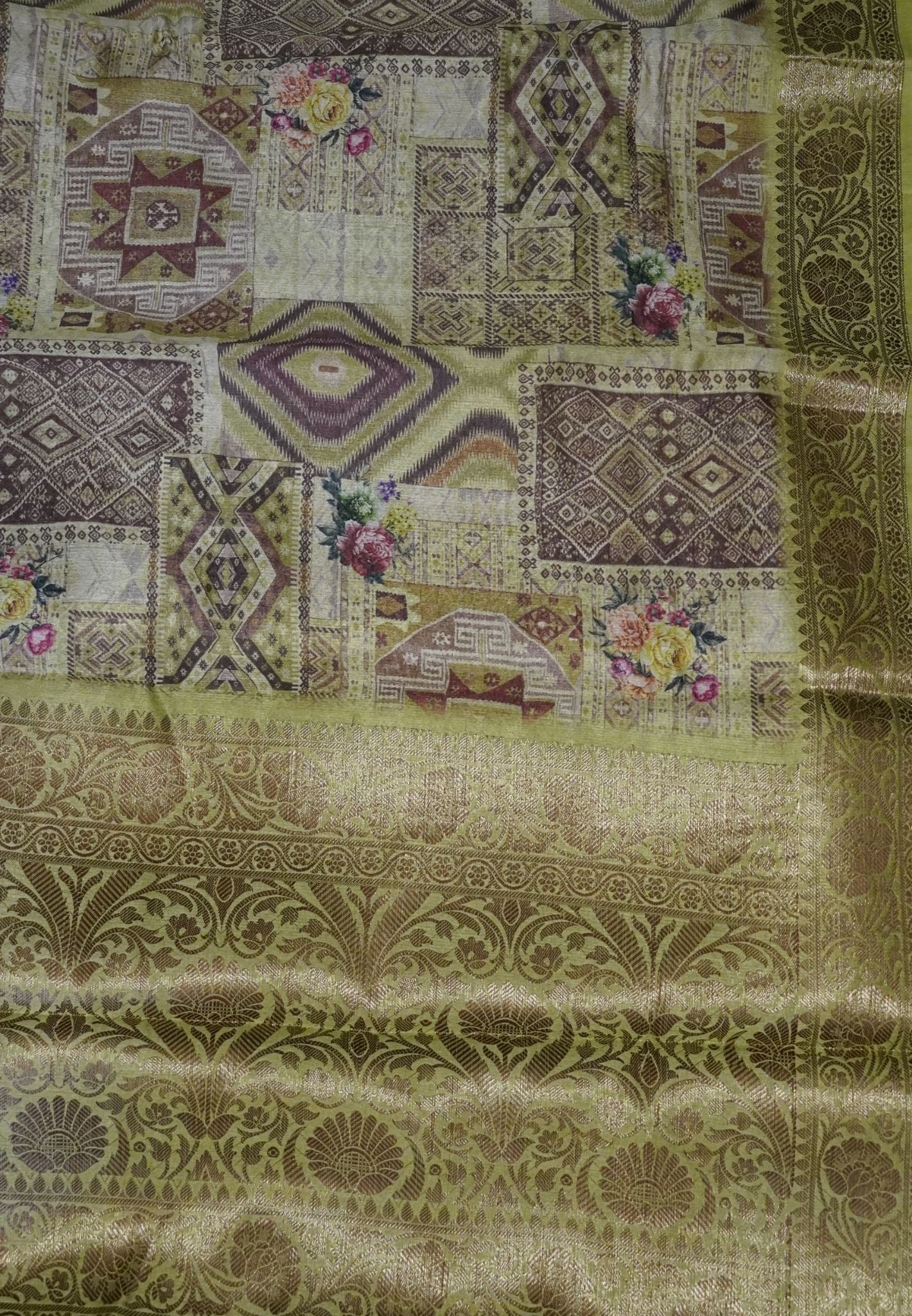 Tussar Saree-Light Olive Green