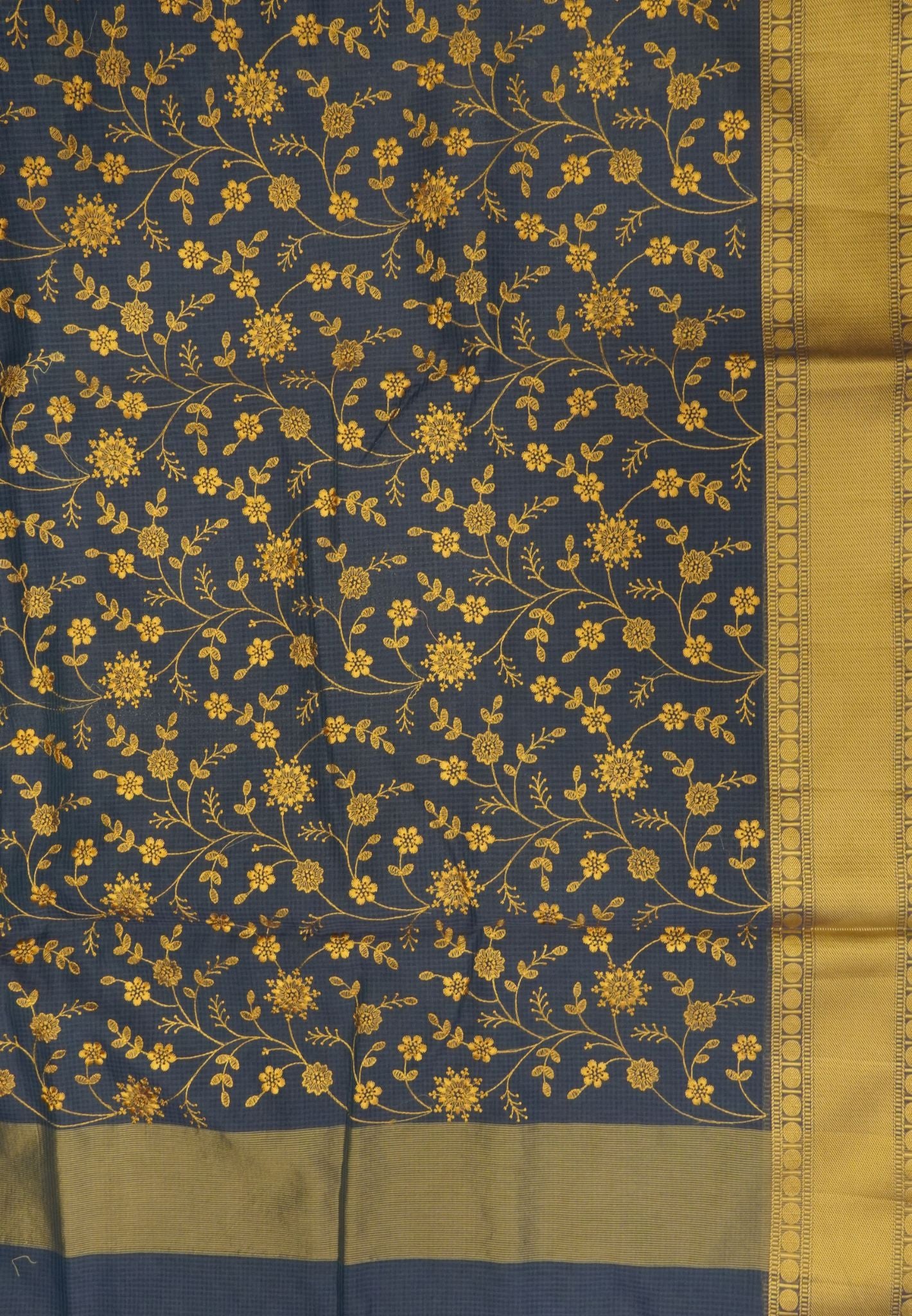 Kota Saree-Blue with Floral Embroidery work