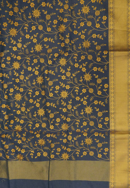 Kota Saree-Blue with Floral Embroidery work