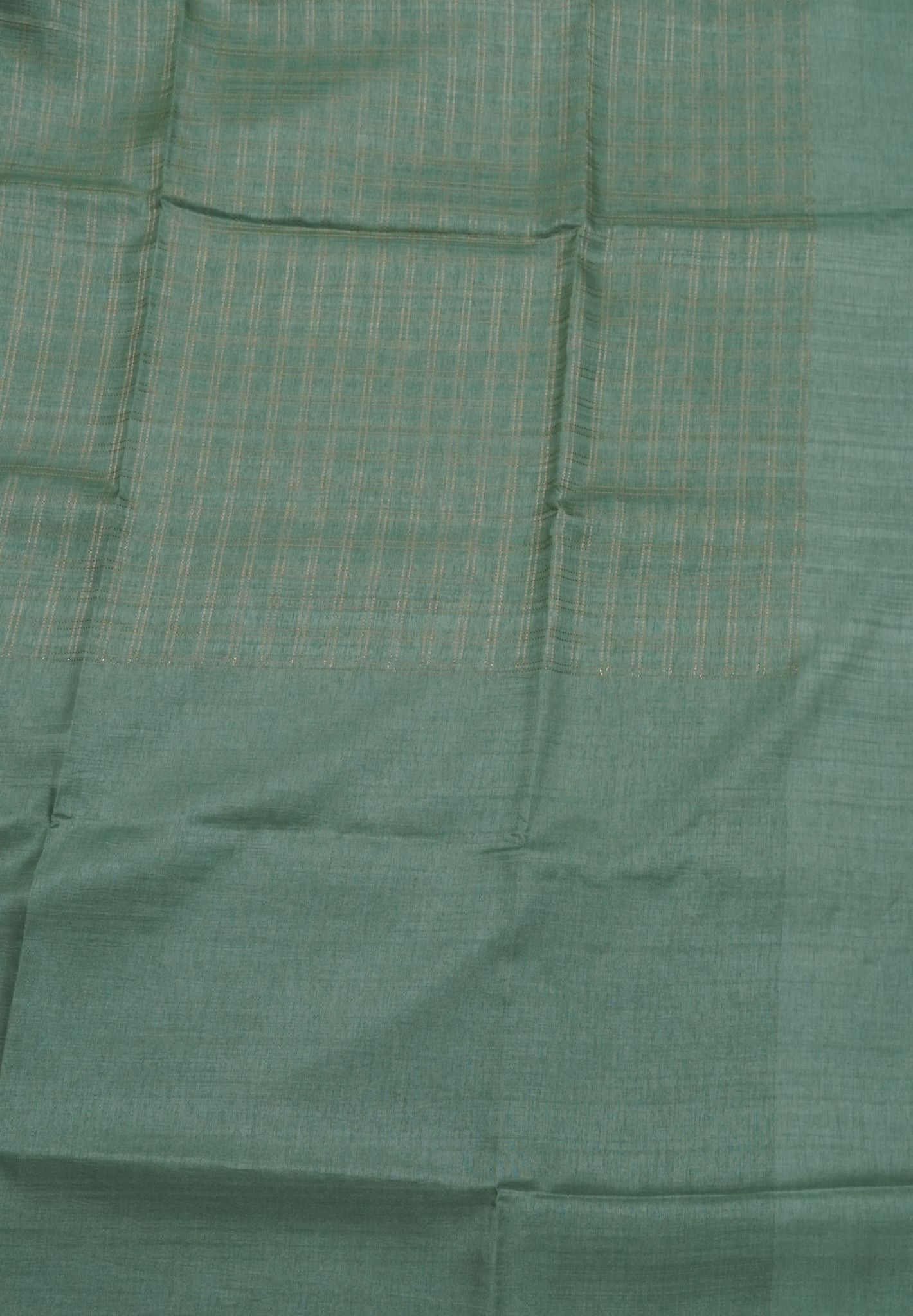 Matka Tussar Saree-Pista Green with Zari Checks