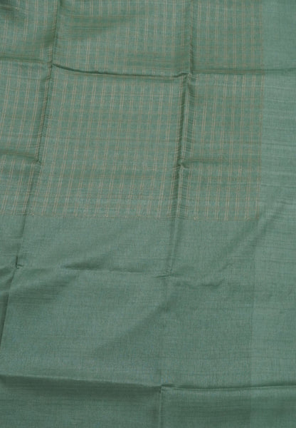 Matka Tussar Saree-Pista Green with Zari Checks