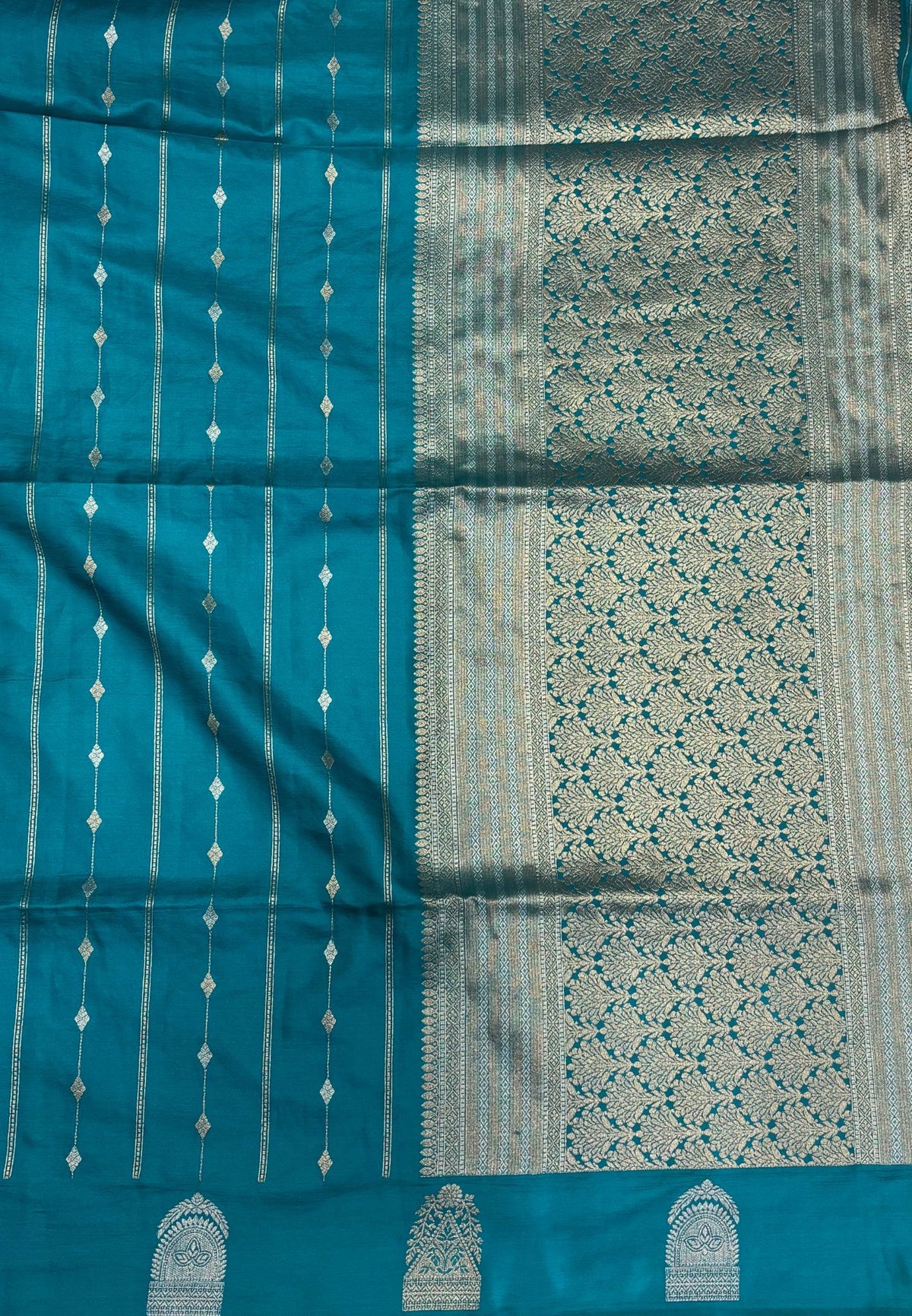 Gaji Silk Saree-Ramar Green with Jumka Zari Butta