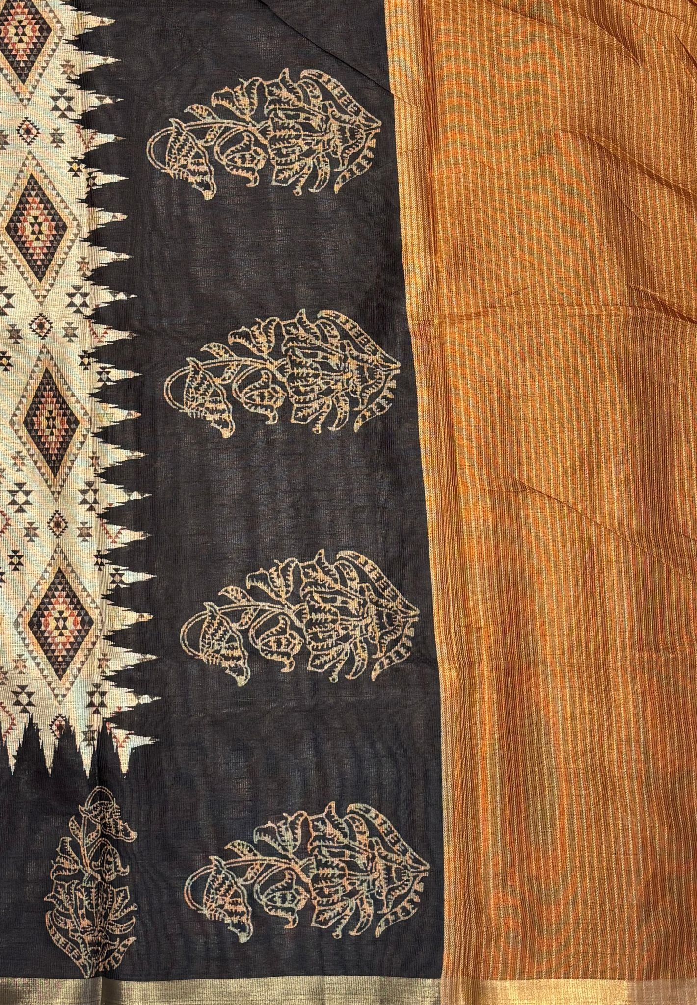 Kota Saree-Beige In Broad Zari Stripe Border