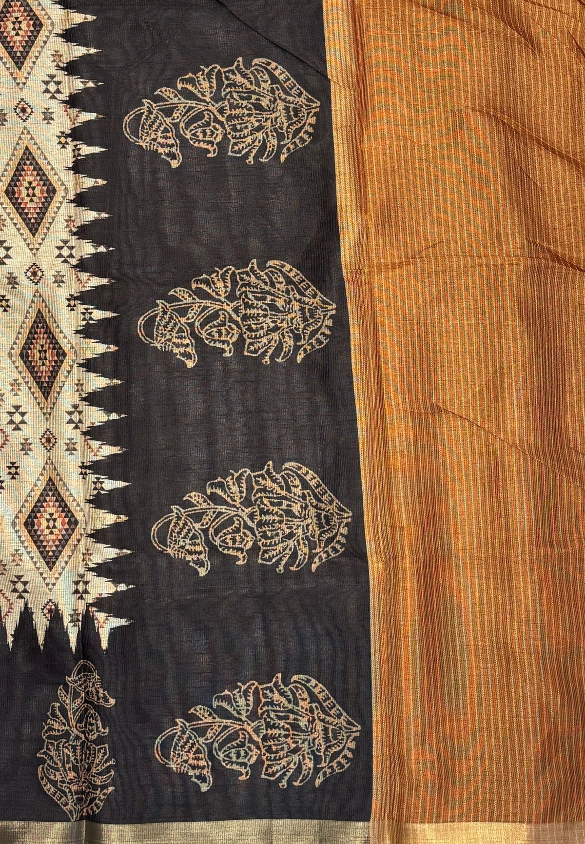 Kota Saree-Beige In Broad Zari Stripe Border