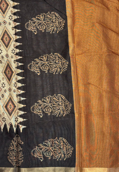 Kota Saree-Beige In Broad Zari Stripe Border