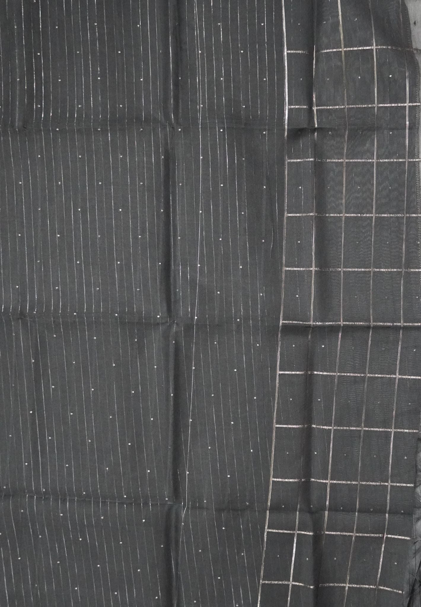 Organza Saree- Black Pastle Shades with Sequence Work