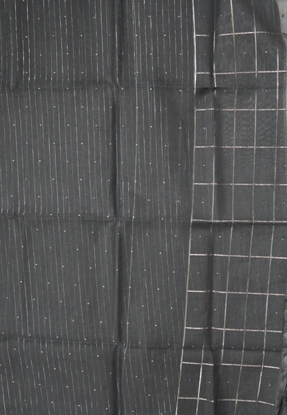 Organza Saree- Black Pastle Shades with Sequence Work