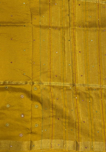 Viscose Saree-Mehandi Green In Fine Stripe Zari Border