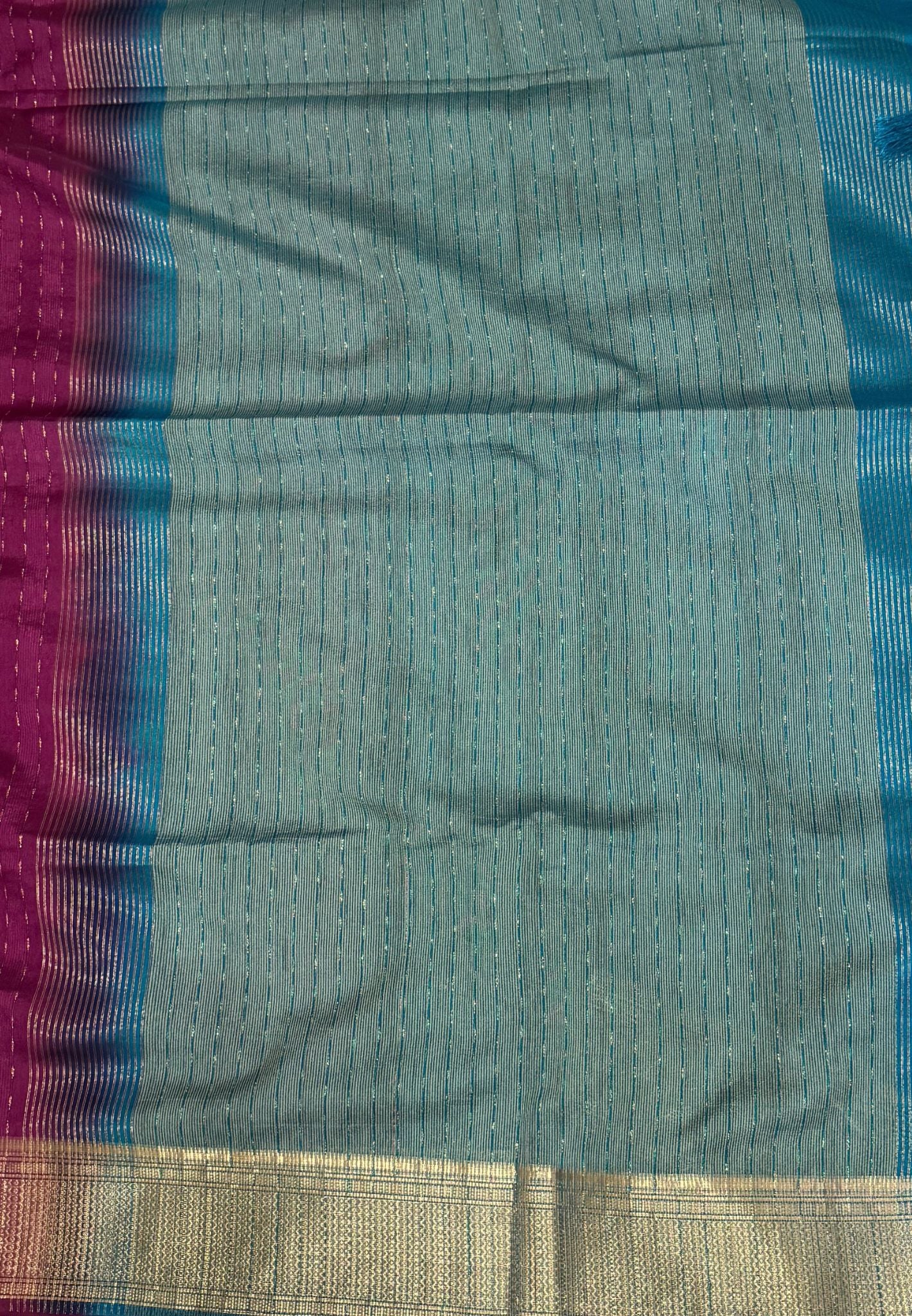 Semi Tussar Saree-Wine with Zari Lines