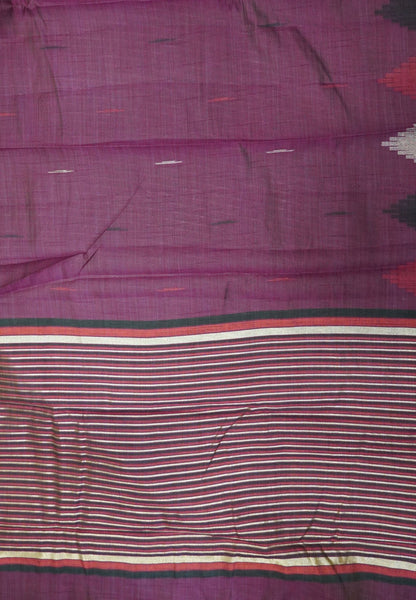 Semi Tussar Saree – Contemporary Temple Border Design – Wine