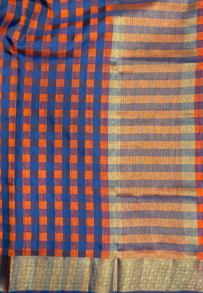 Bamboo Tussar Saree-Rust Orange In Palum Pazhamum Border