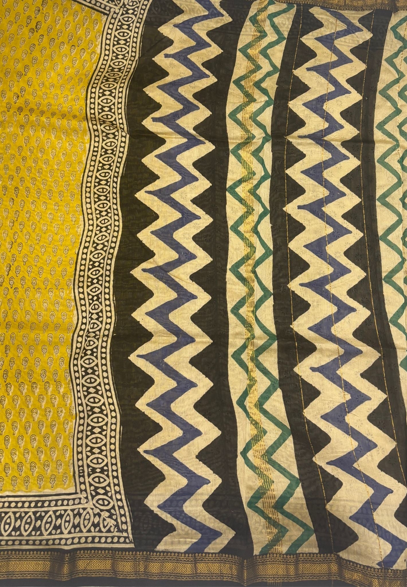 Pure Maheshwari Silk Cotton Saree-Yellow