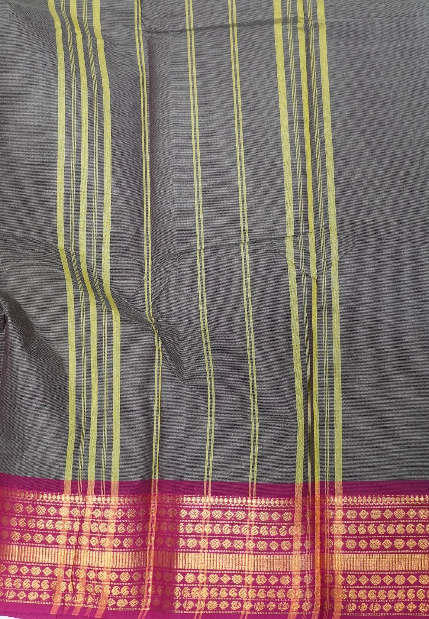 Kanchi Cotton Saree-Grey With Varisapet Border