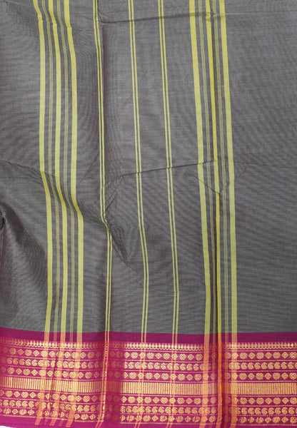 Kanchi Cotton Saree-Grey With Varisapet Border