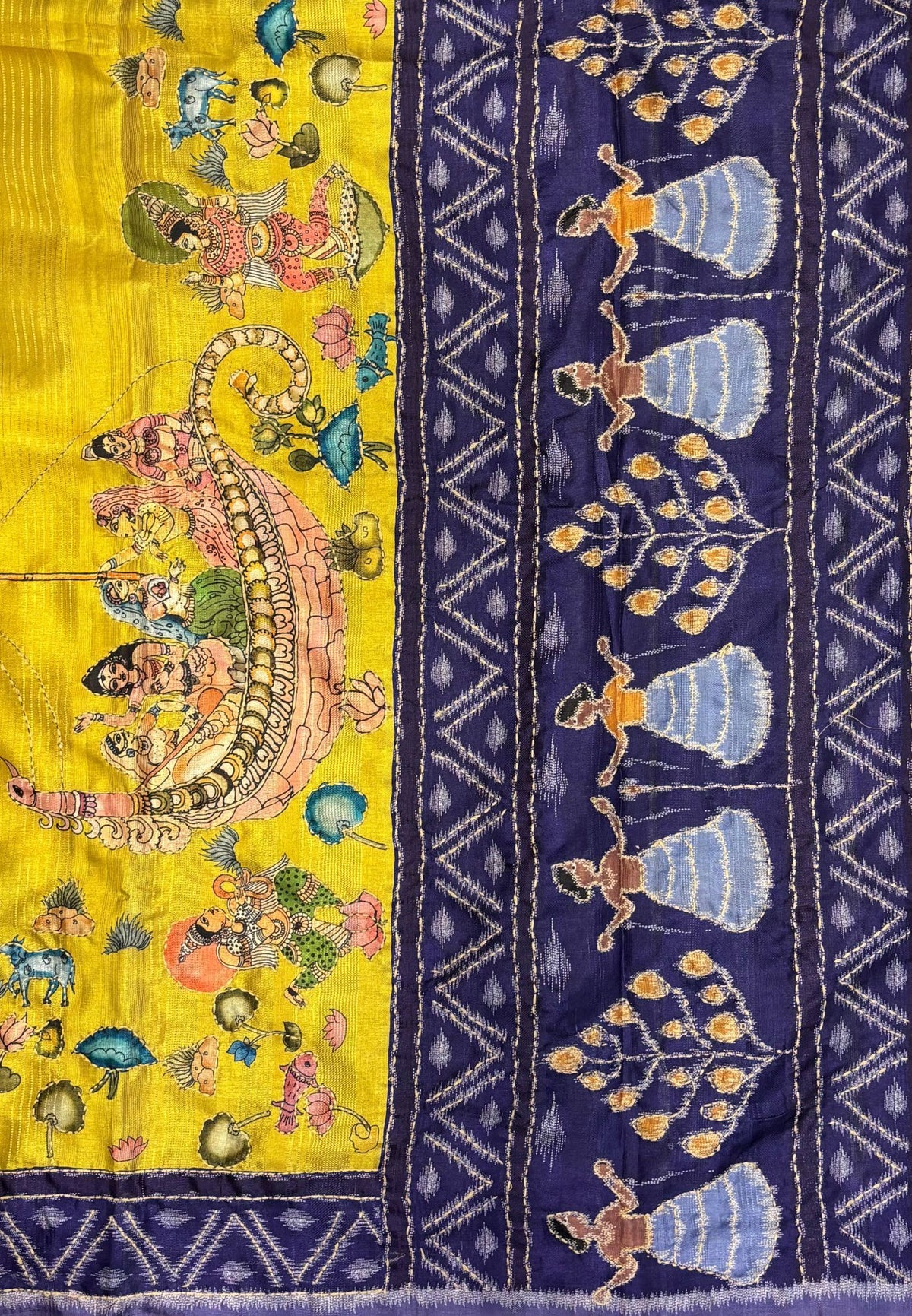 Dola Saree-Yellow In Figurative Tribal Motif Border