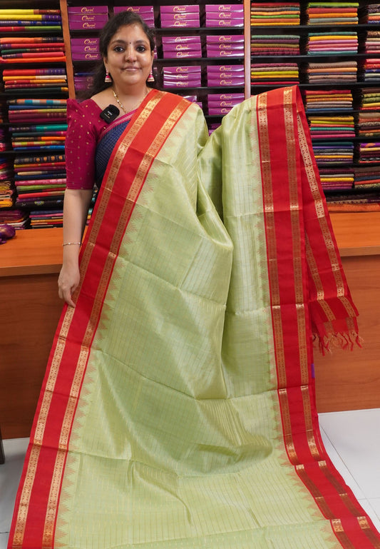 Silk Cotton Saree - Baby Green