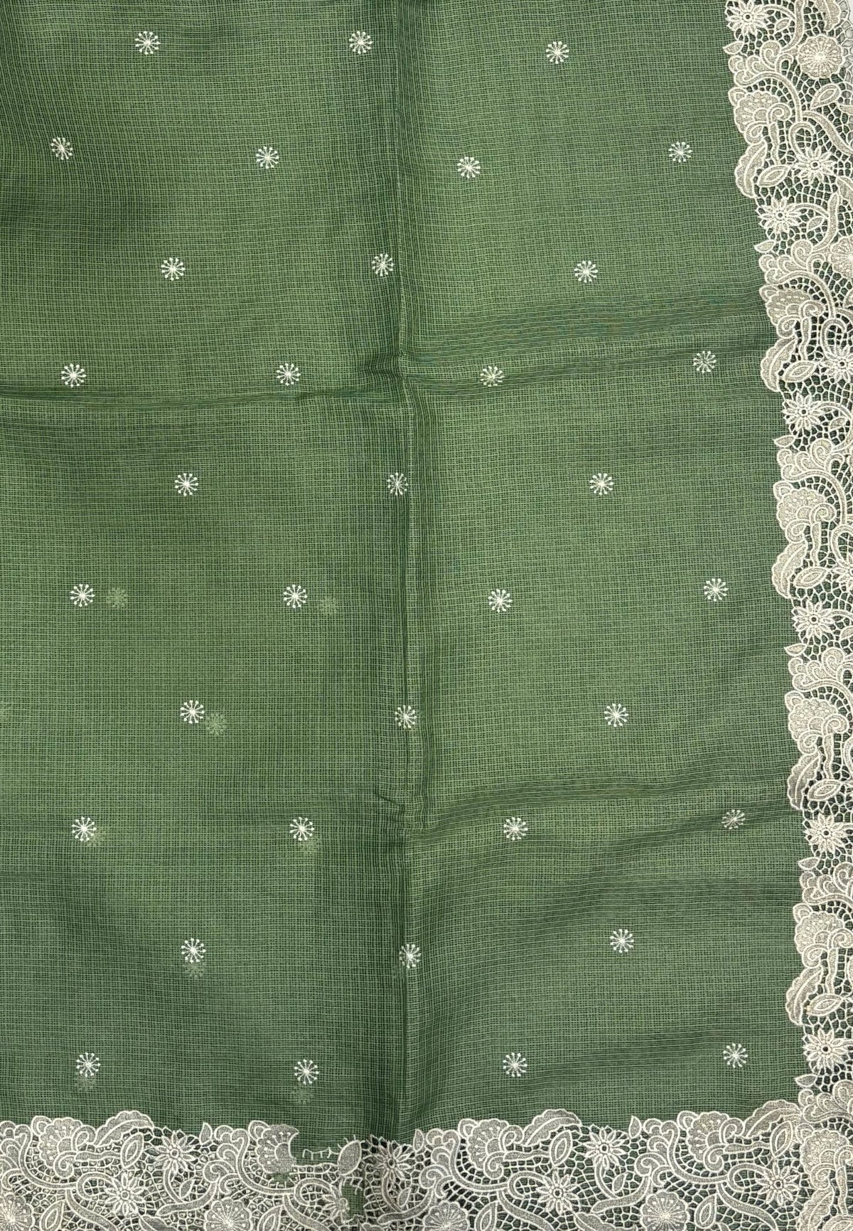 Kota Saree-Green In Floral Jaali Lace Border