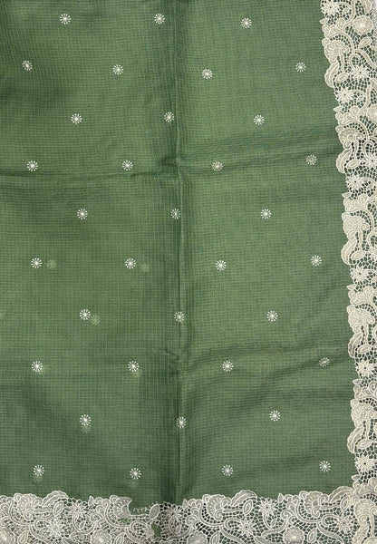 Kota Saree-Green In Floral Jaali Lace Border